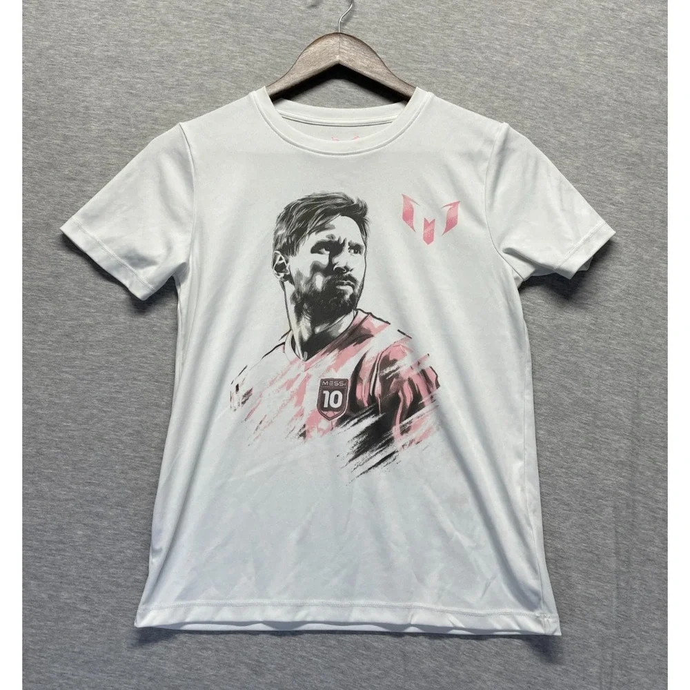 Messi Collection T Shirt Boys M (10-12) White Graphic Print LCW Kids Messi Logo